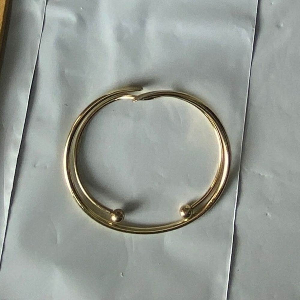 Gold Tone Open Circle Cuff Bracelet Modern Minimalist